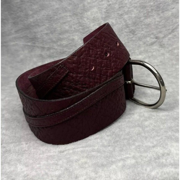 Gail Labelle Belt Vtg‎ 80s Wide Burgundy Textured Art to Wear Silver France Boho main image 12
